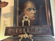 EARLY 1900’S BRASS TELLER SIGN picture