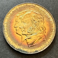 John Quincy Louisa Adams 1825-29 President First Lady Commemorative Medal Token picture