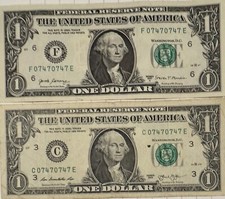 MUST See Rare Identical $1 Matching “Repeater” S/N #07470747 Trinary, Fancy, VC picture