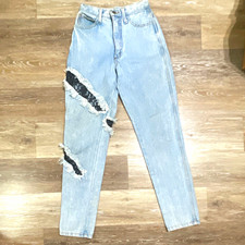 ULTRA ULTRA RARE VINTAGE Frederick's of Hollywood JEANS size 3-4 light w/lace picture
