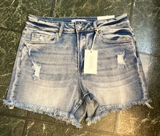 NWT Zenana Distressed Cut Off Denim Shorts with Stretch picture