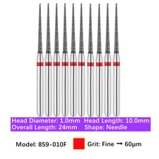 10/pk Dental FG High Speed Diamond Burs Needle Polishing Burs 859-010F Fine Grit picture