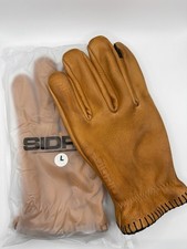 Distressed Tan Unlined Thick Cowhide Leather Motorcycle Gloves Chopper Touch tip picture