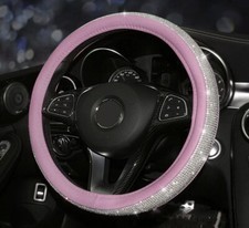 38cm/15'' 38cm Pink+Sliver Car Steering Wheel Crystal Bling Cover w/ PU Leather picture