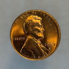 1957-D Lincoln Wheat 1C Cent Penny - BRIGHT RED picture