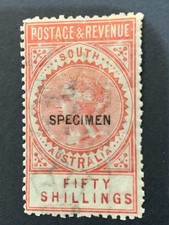 Australia - Sth. Aust - 1886-96 - Long Tom 'SPECIMEN'  - 50/-  Pink - MINT picture