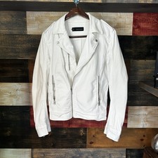 Dsquared2 Men’s Biker Jacket Denim Cotton White  Medium 50 picture