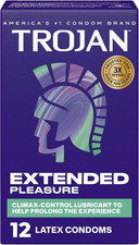 Trojan Extended Pleasure Lubricated Latex Condoms for Men, 12 Count picture