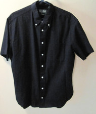 Gitman Brothers Vintage Navy Blue Short Sleeve Seersucker Shirt Mens Sz 17.5 XL picture