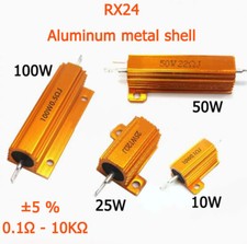 RX24 10W 25W 50W 100W Aluminum Metal Housing Heavy Duty Resistance 0.1R - 10K picture