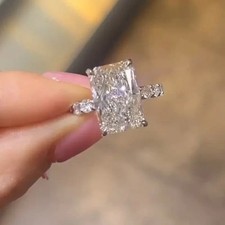RARE 5.28 Ct Radiant Cut Certified White Diamond Engagement Ring 925 Silver. picture