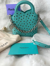 Tiffany & Co. Blue Heart Cutout Perforated Top Handle Bag Chain Strap Lock picture