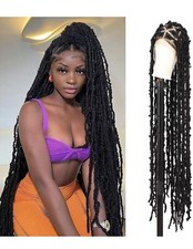 Lace front braided Knotless Locs Wig 47in black picture
