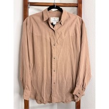 VTG Longhorn by Niver Western Wear Fluid Taupe Ornate Button Up Shirt Sz MD picture