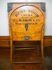  Antique Bent Wood 2.4 Gallon Butter Churn circa 1870's-80's. M. Brown Co. picture