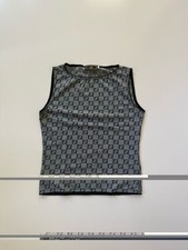 Fendi Women's Zucca FF Logo Check Knit Tank Top Grey/Black  picture