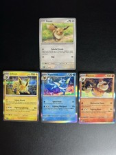 Pokemon 151 - 4 Card Eevee Set | Jolteon Flareon Vaporeon - Holo Rare Near Mint picture