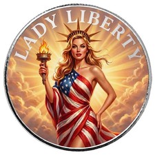 1 oz Silver Round - Lady Liberty Colorized .999 Silver Bullion Round #A659 picture