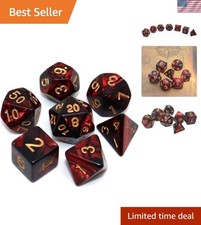 Elegant 7-Piece Red & Black DND Dice Set for Dungeon & Dragons RPG Enthusiasts picture