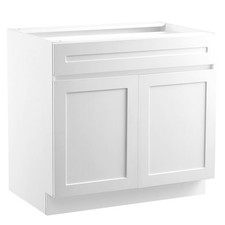 White Shaker Base Cabinet with Drawer, 30-Inch Unassembled Drawer Base Cabinet, picture