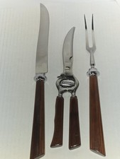 Vintage Michael C. Fina Stainless Steel 3 Piece Carving Set W/ Poultry Shears picture