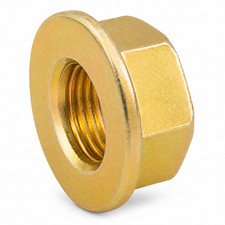 100 pcs M10-1.5 Class 10 Hex Flange Nuts DIN 6923 Coarse Yellow Zinc picture