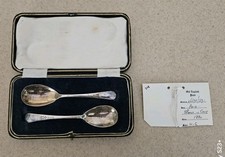 RARE VINTAGE ANTIQUE ART DECO ENGLISH BP BENJAMIN PEMBERTON SILVER SPOON SET BOX picture