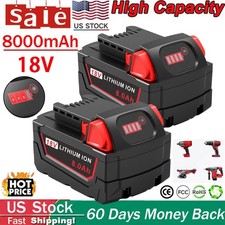 2PACK 8.0AH Battery For Milwaukee for M18 Lithium 18V Li-Ion Extended 48-11-1860 picture