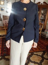 Tory Burch Navy Lined Stretch Button-Front Short Jacket Women’s Size 10 picture