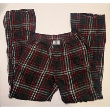 Victorias Secret Plaid Pajama Pants Red Black Gold Lurex Rhinestone Logo XS Reg picture