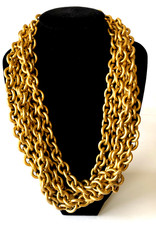 Vintage Signed Monet Maxi 5 strands brushed Gold  Statement  Chain 80s Necklace picture