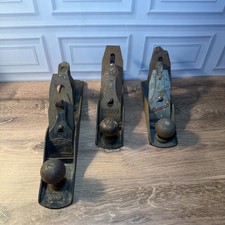 Vintage Stanley Handyman Wood Hand Plane Lot Of 3 Cast Iron Woodworking Tools picture