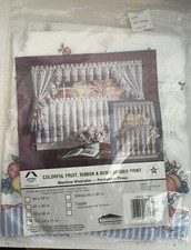 VTG Aberdeen Colorful Fruit Ribbon & Bows Border Print Valance ONLY 54”x11” NOS picture