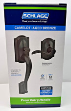 Schlage Camelot Front Entry Handle and Accent Lever -Aged Bronze (FE285) SEALED picture