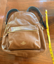 Coach Women’s Backpack Brown/Black Pebbled Zip Closure Outer Pockets Adjustable picture