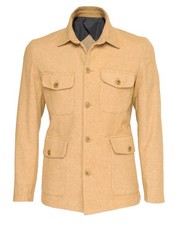 NWT EZZELINO FIELD JACKET yellow cotton cashmere wool luxury Italy XS picture