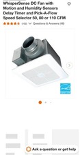 Panasonic FV-0511VQC1 WhisperSense DC Ventilation Fan, 50-80-110 CFM , White picture