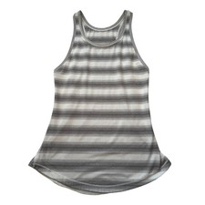 Lululemon Cool Racerback Tank Women 4 Gray Striped Racerback Activewear picture
