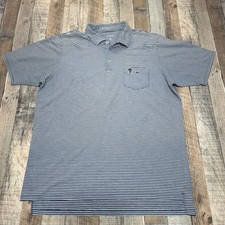 B. Draddy Polo Shirt Mens XL Blue White Striped Performance Golf Casual Stretch picture