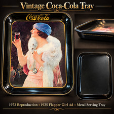 Vintage 1973 Coca-Cola Flapper Girl Metal Serving Tray 1925 Ad Reproduction picture