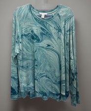Athleta Women's Size 1X Sweatshirt Blue Marble Print Mindset Raglan Pullover picture