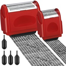 Nezyo Identity Theft Protection Roller Stamp 2 Pack Red 4 Refill Ink FROM USA picture