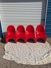 Four Vintage Chairs mid century modern Verner Panton Red dining set vitra S Z picture