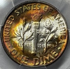 1951-D Roosevelt Dime PCGS MS66 Nice Eye Appeal Amazing Toning picture