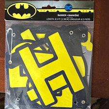 Unique DC Comics Batman Birthday Banner 6.5 ft Yellow/Black Paper picture