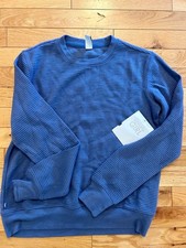 NWT Athleta Girl Crunch Time Crewneck Sweatshirt Size L/12 Blue Ribbed picture