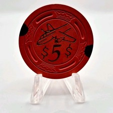 Airport Club Card Room Seal Beach California 'Orange' $5 Casino Chip *SHARP  picture