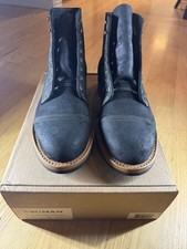Truman 10D Boots Black Chamois Leather Formal Last Cap Toe - New with Box picture