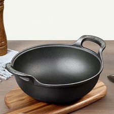 3 Sizes Cast Iron Wok, Heavy-Duty Cast Iron Skillet picture