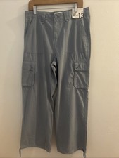 S.O.N.G. High Rise Cargo Baggy Pants Y2K Womens 13/31  Cotton Pale Green NWT picture